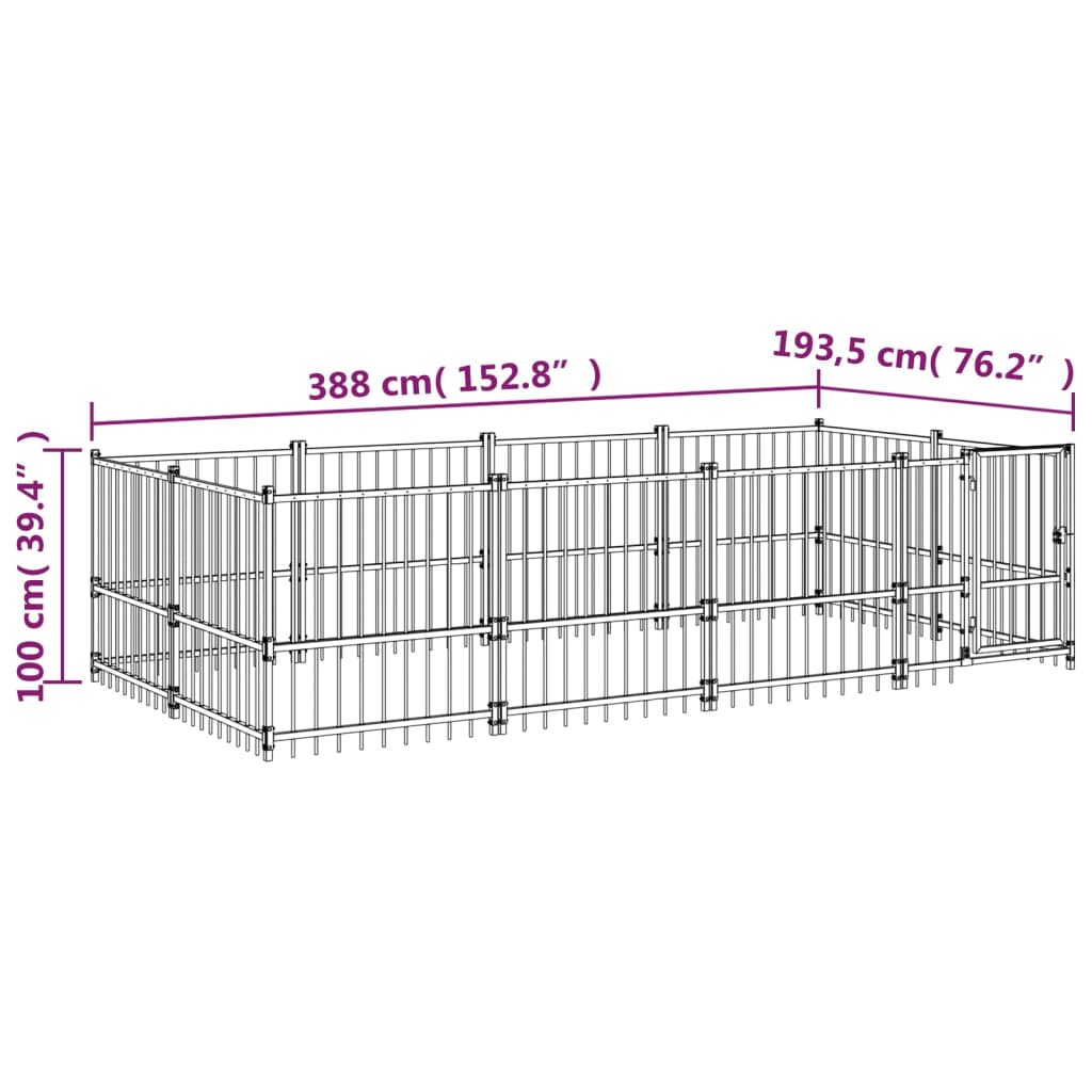 Hondenkennel voor buiten 7,51 m² staal