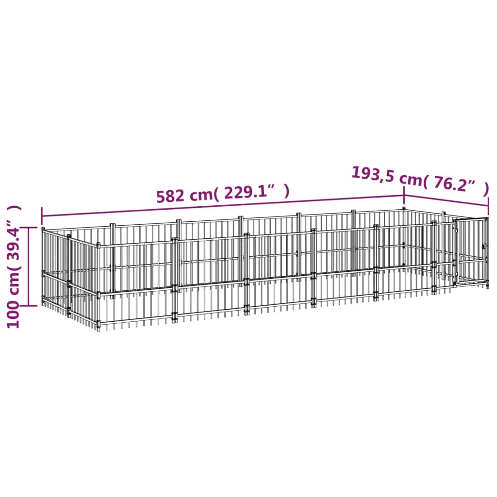 Hondenkennel voor buiten 11,26 m² staal