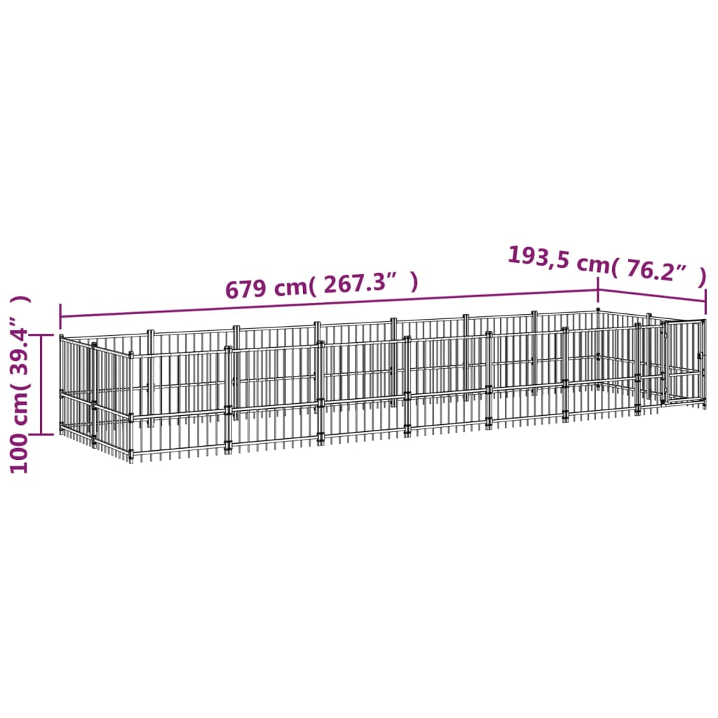 Hondenkennel voor buiten 13,14 m² staal