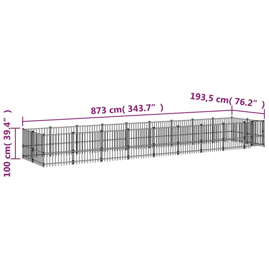 Hondenkennel voor buiten 16,89 m² staal