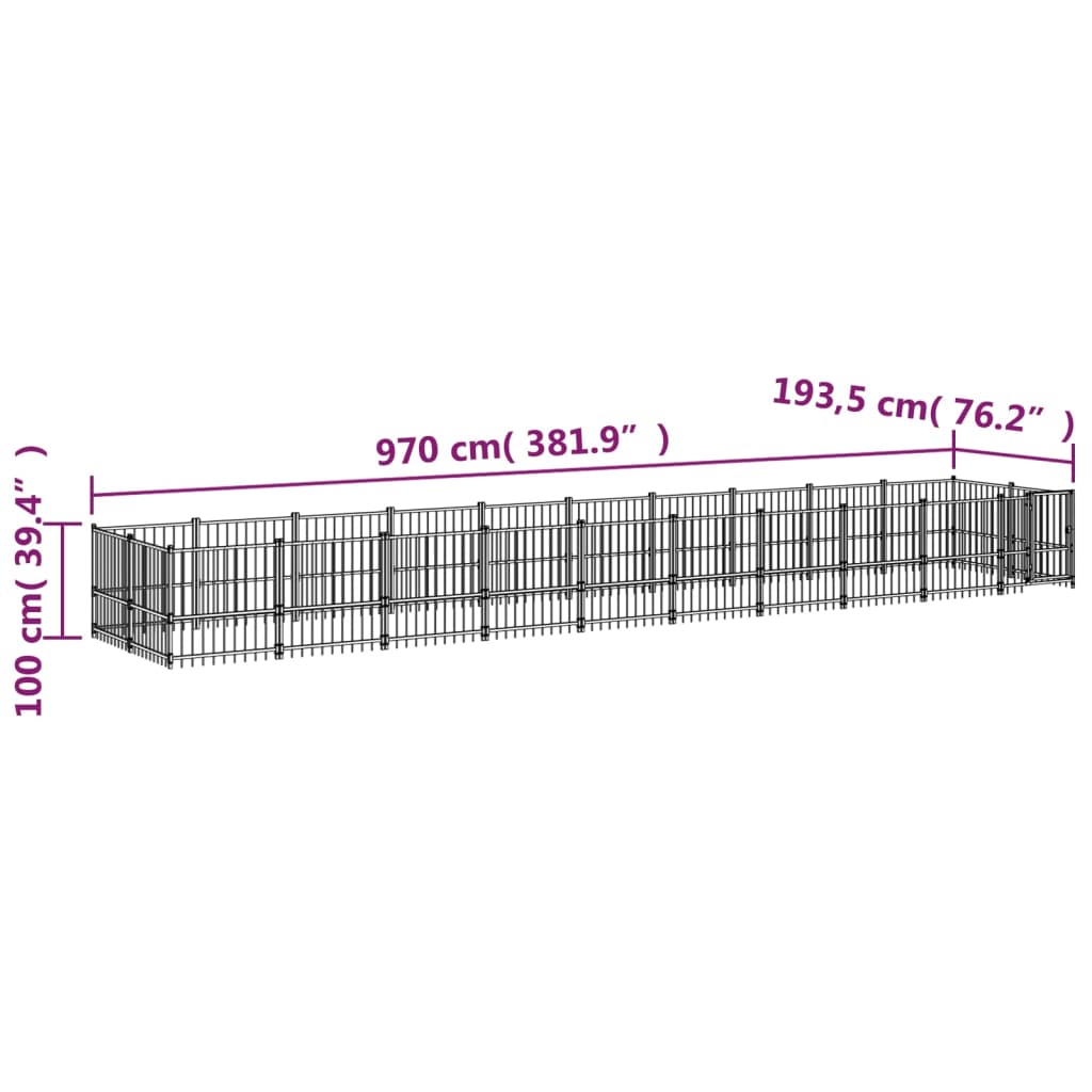 Hondenkennel voor buiten 18,77 m² staal