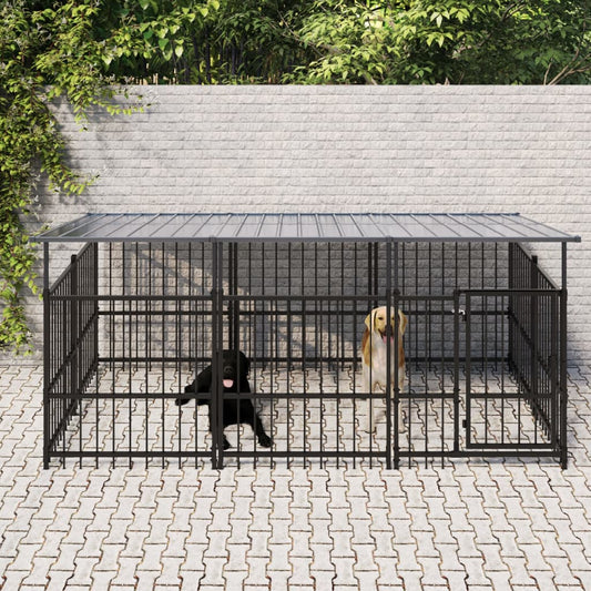 Hondenkennel met dak 3,75 m² staal