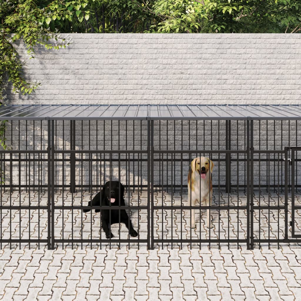 Hondenkennel met dak 7,51 m² staal