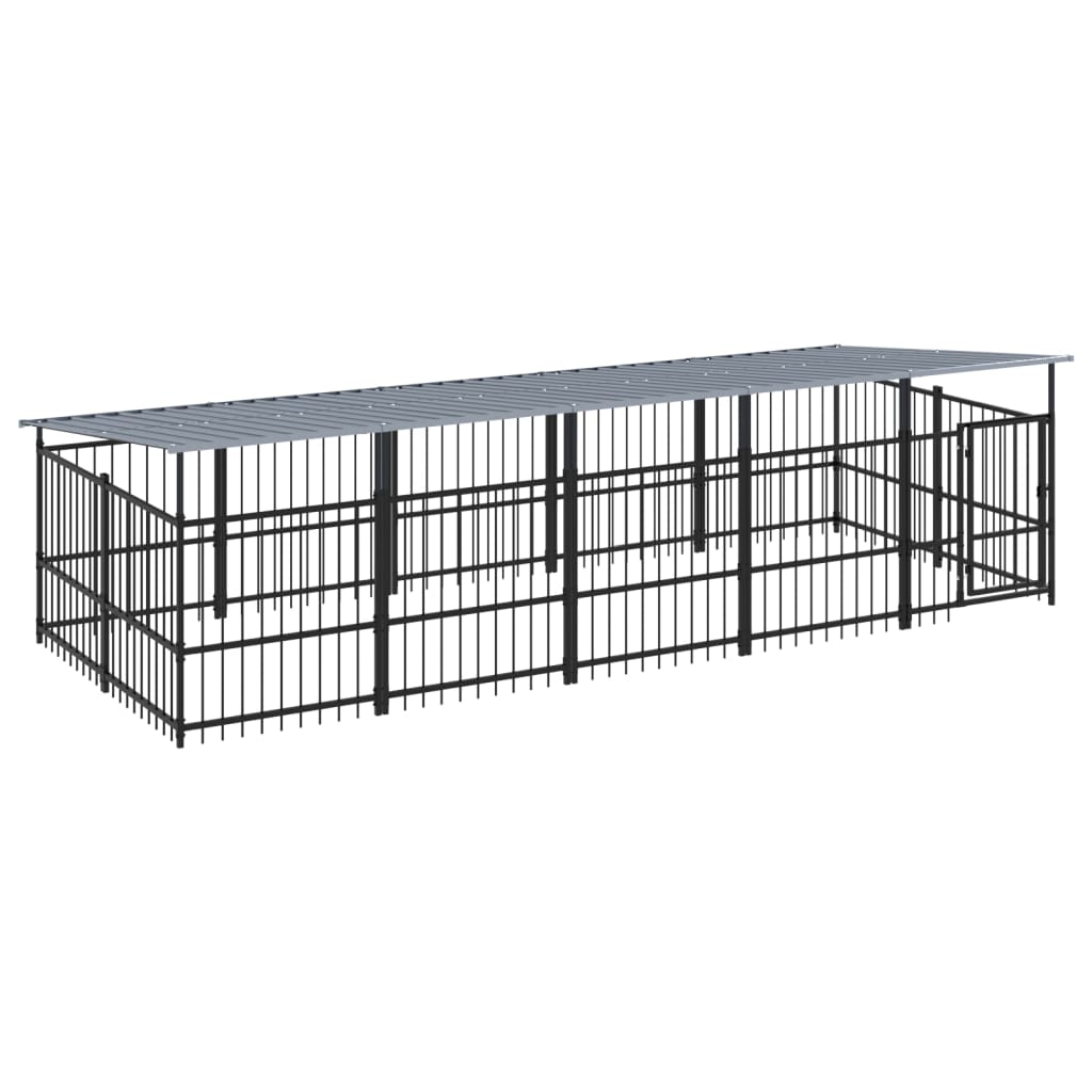 Hondenkennel met dak 9,38 m² staal