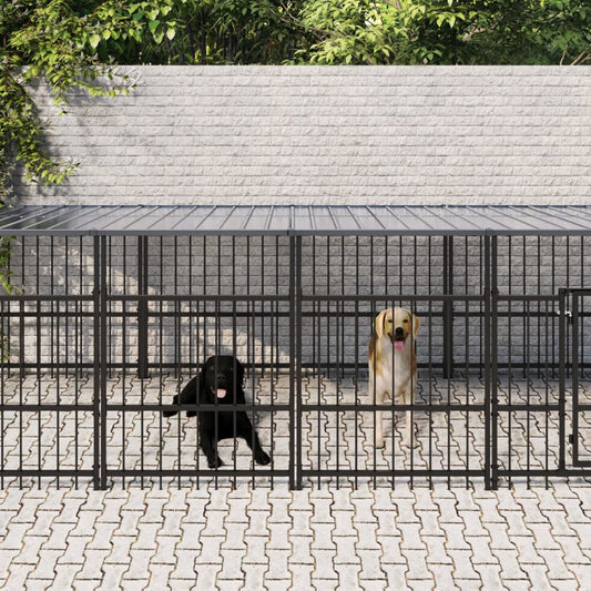 Hondenkennel met dak 9,38 m² staal