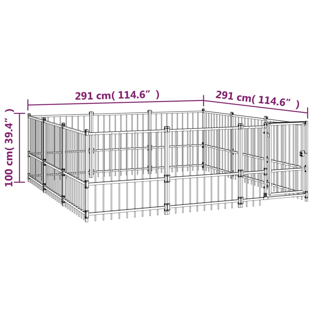 Hondenkennel voor buiten 8,47 m² staal