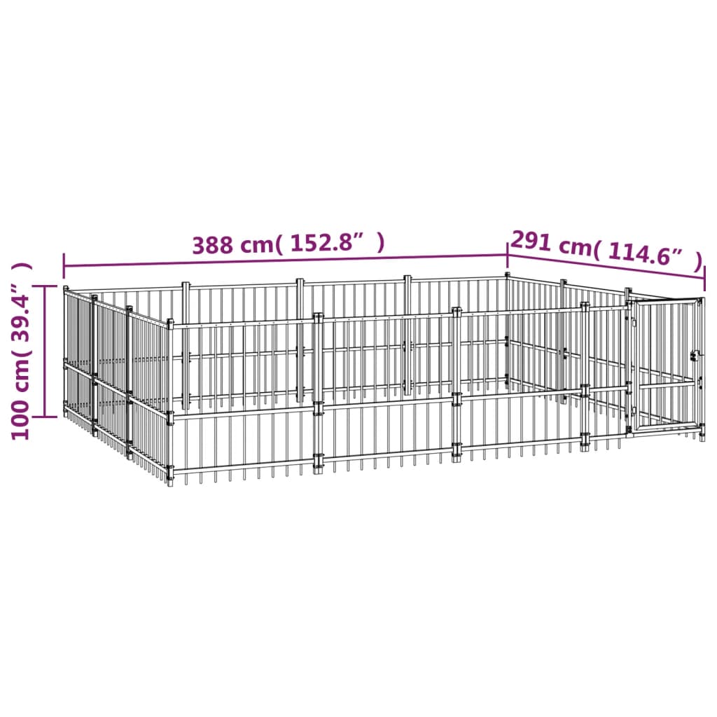 Hondenkennel voor buiten 11,58 m² staal