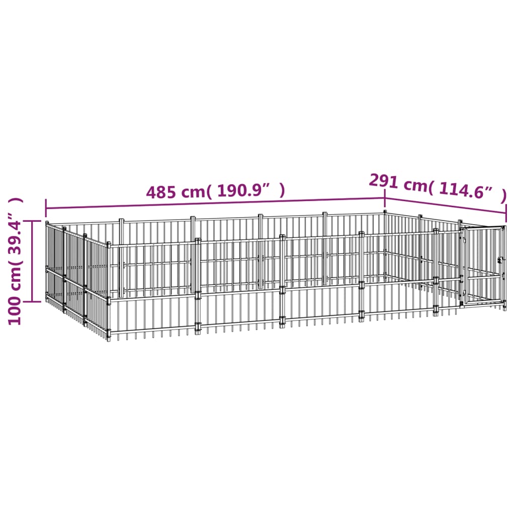 Hondenkennel voor buiten 14,11 m² staal