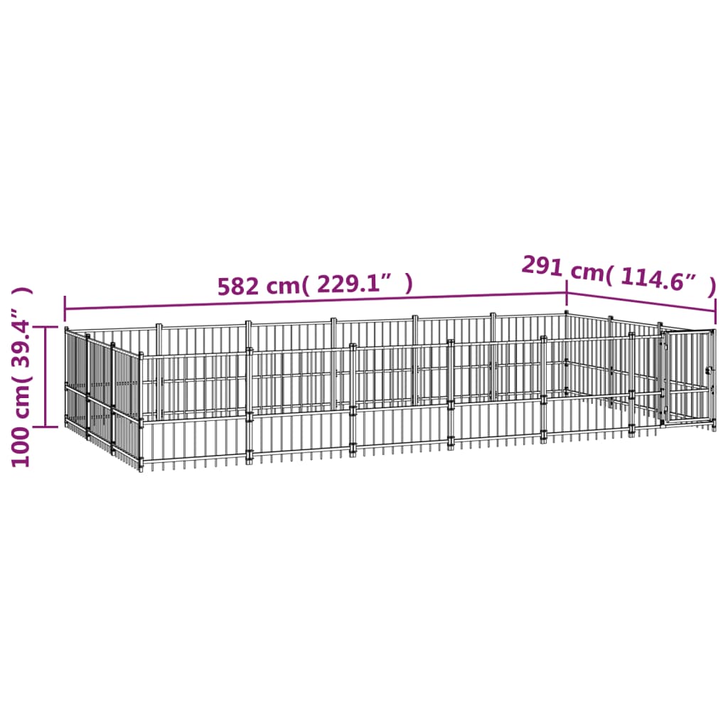 Hondenkennel voor buiten 16,94 m² staal