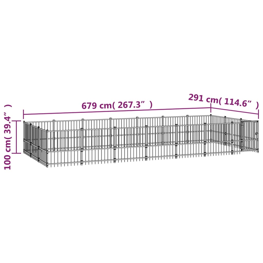 Hondenkennel voor buiten 19,76 m² staal