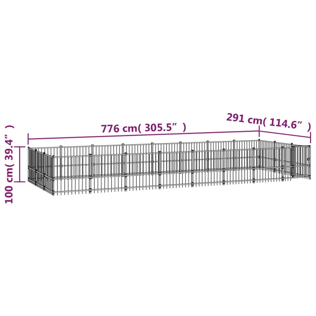 Hondenkennel voor buiten 22,58 m² staal