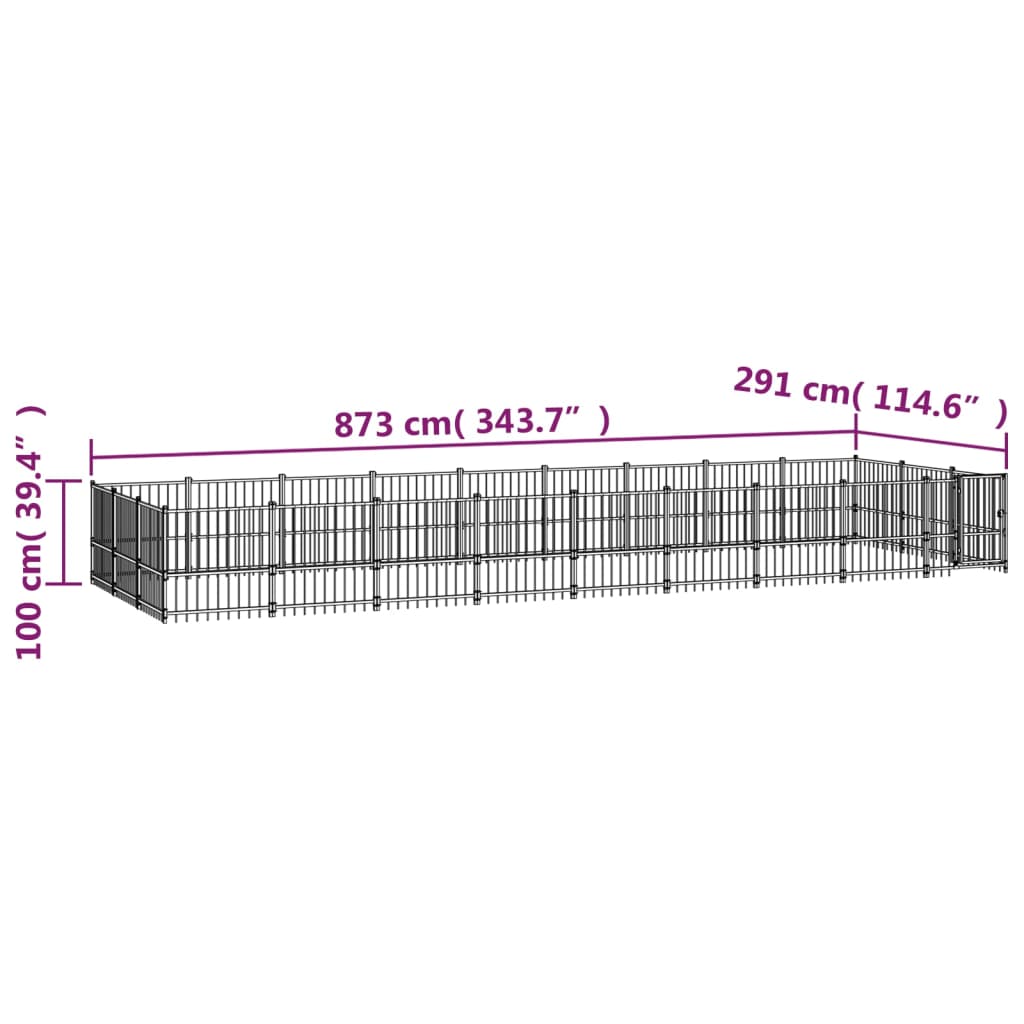 Hondenkennel voor buiten 25,4 m² staal