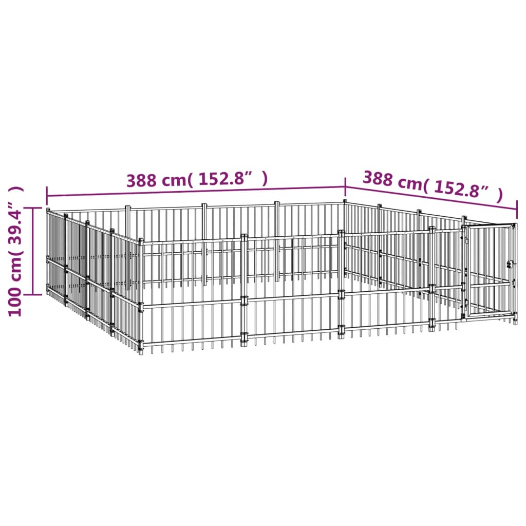 Hondenkennel voor buiten 15,05 m² staal