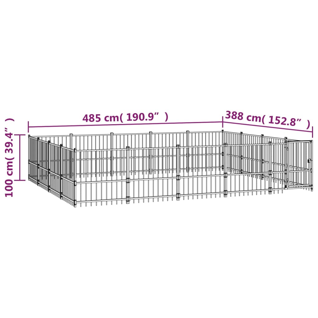 Hondenkennel voor buiten 18,82 m² staal