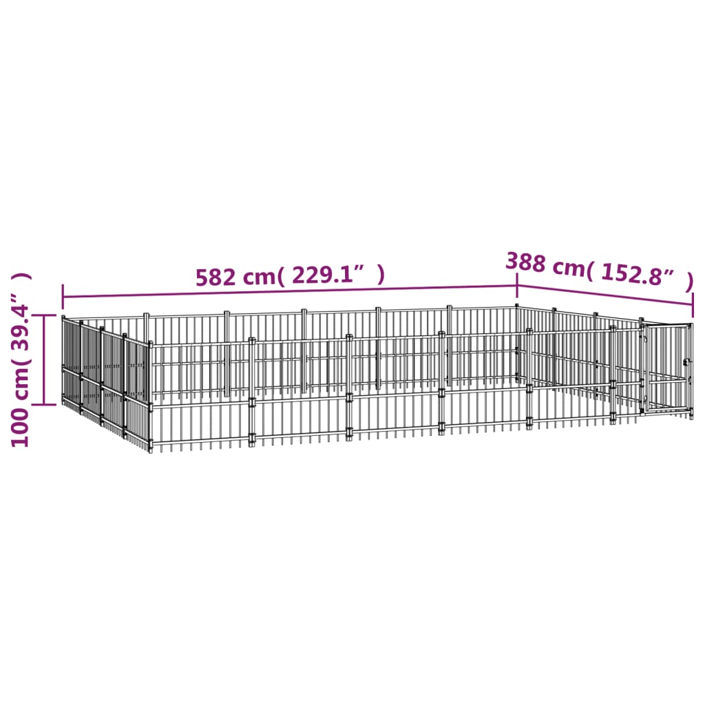 Hondenkennel voor buiten 22,58 m² staal