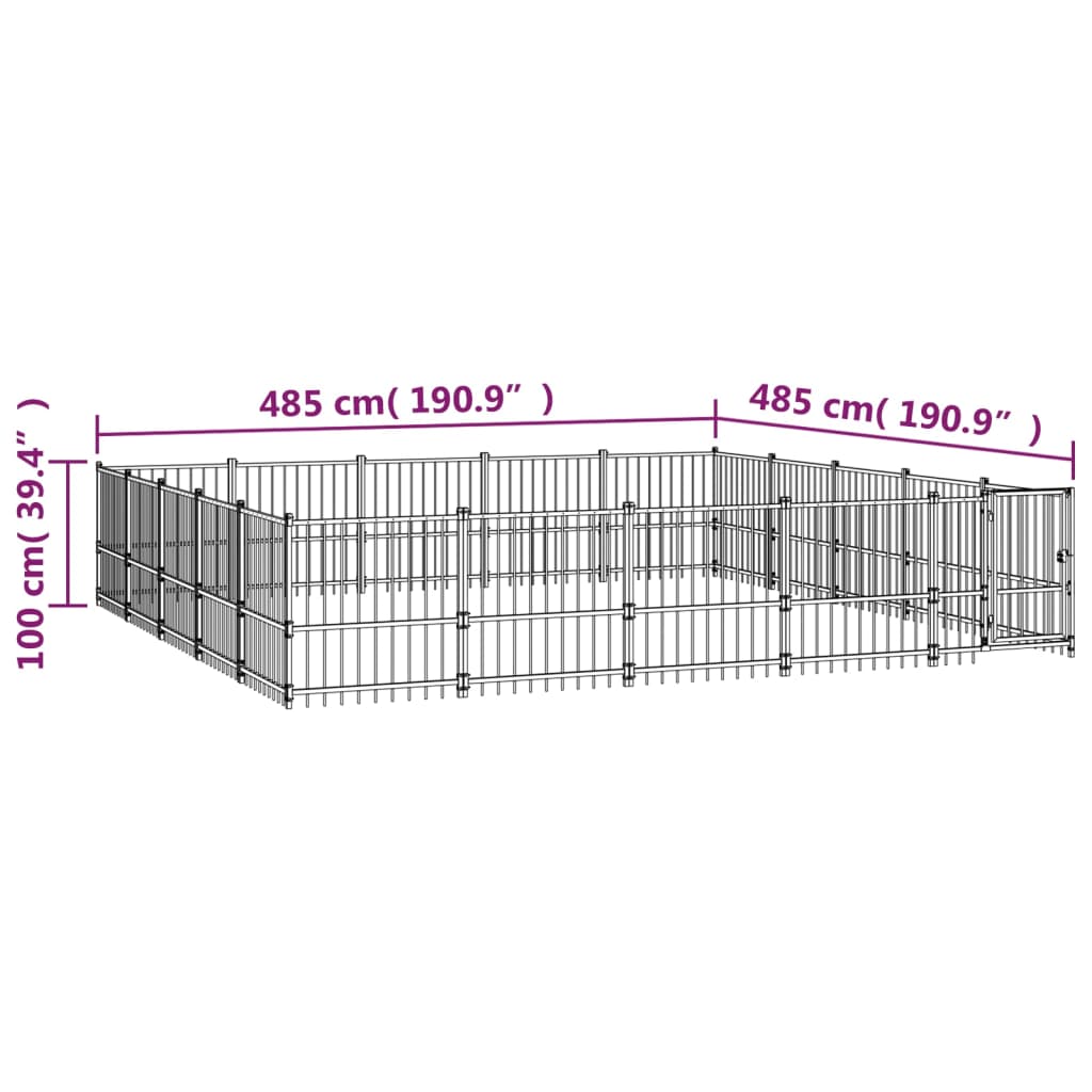 Hondenkennel voor buiten 23,52 m² staal