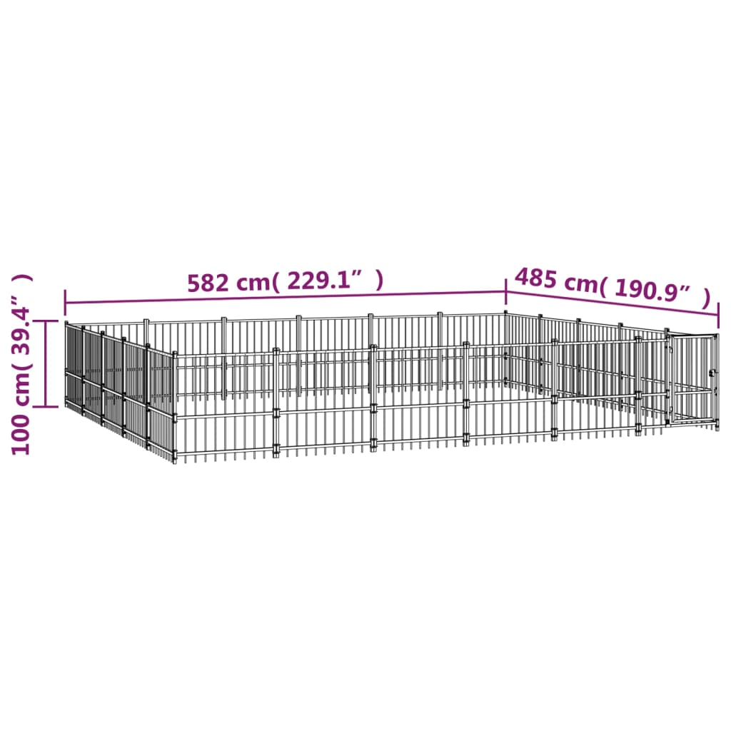 Hondenkennel voor buiten 28,23 m² staal