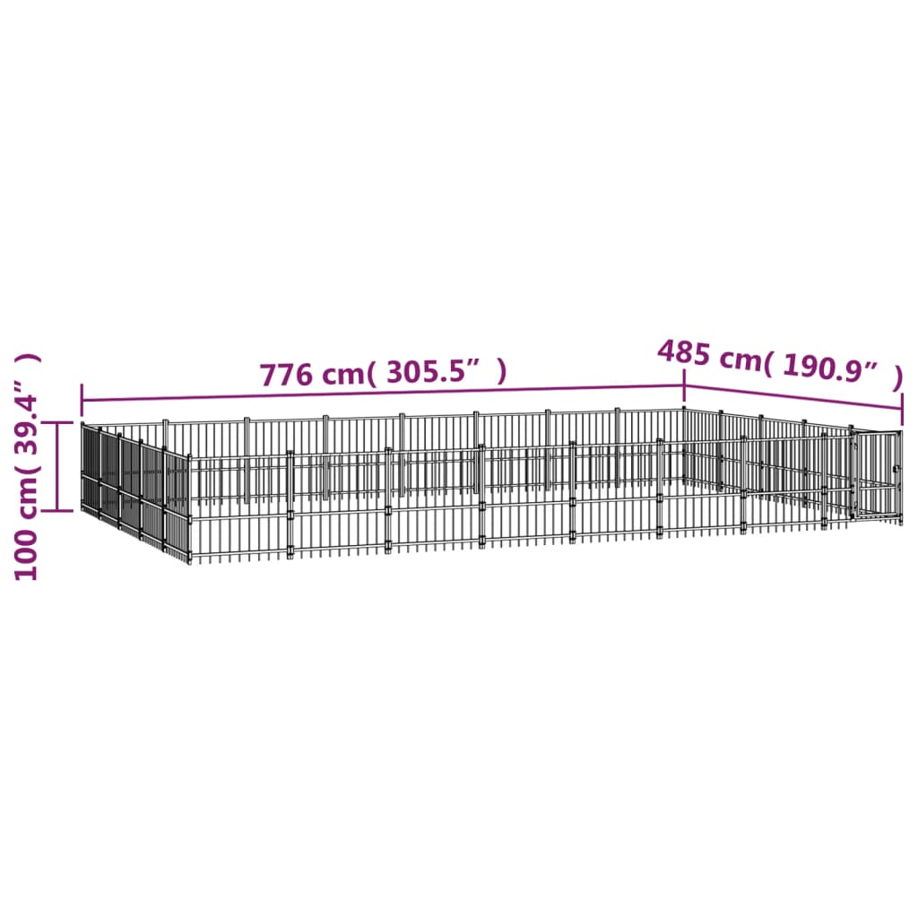 Hondenkennel voor buiten 37,64 m² staal