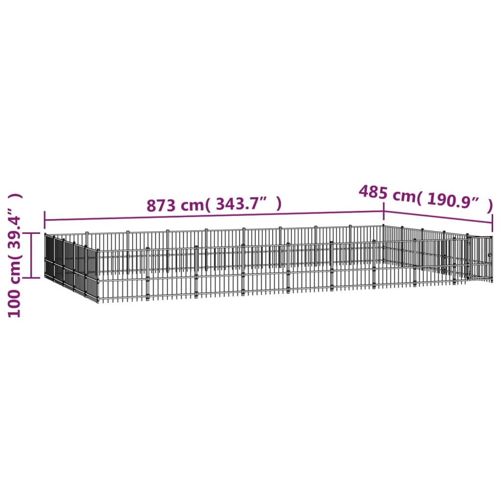 Hondenkennel voor buiten 42,34 m² staal