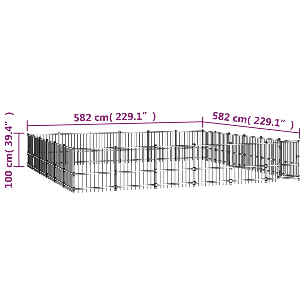 Hondenkennel voor buiten 33,87 m² staal