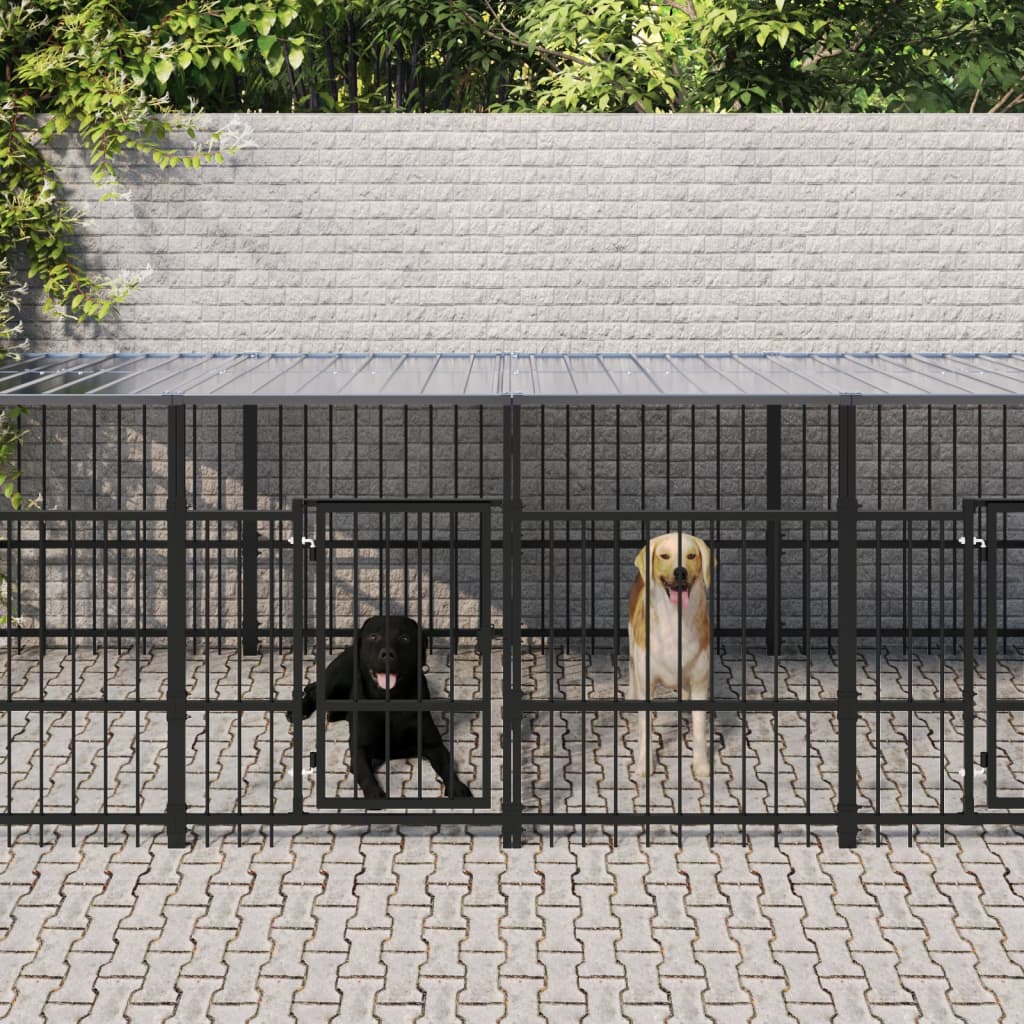 Hondenkennel met dak 7,51 m² staal