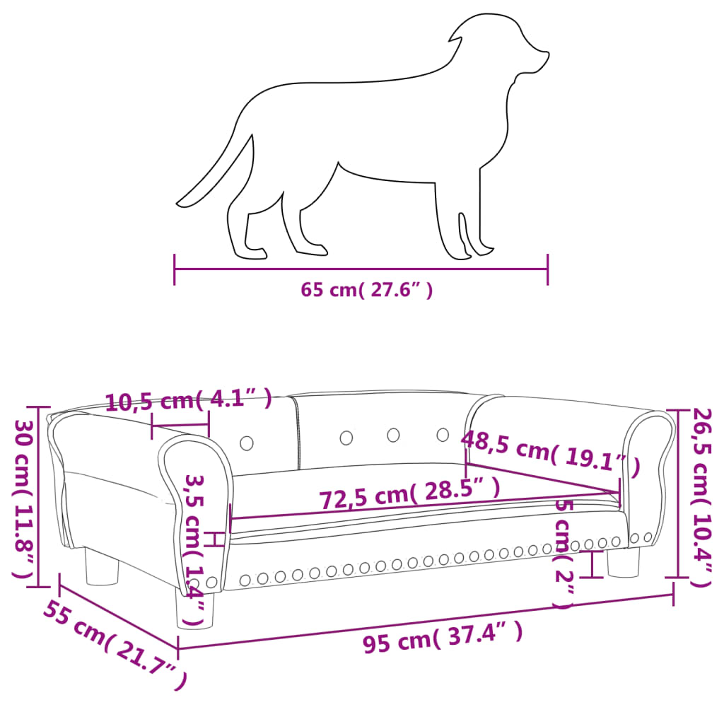 Hondenmand 95x55x30 cm fluweel donkergrijs