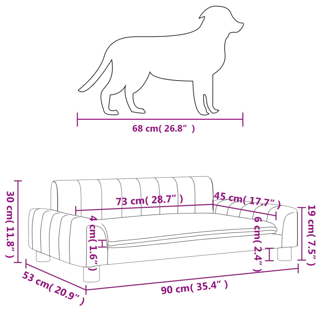 Hondenmand 90x53x30 cm stof crèmekleurig