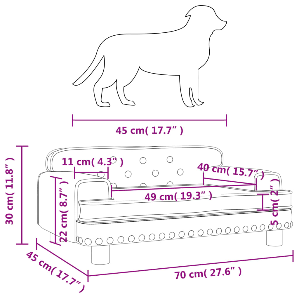 Hondenmand 70x45x30 cm fluweel bruin