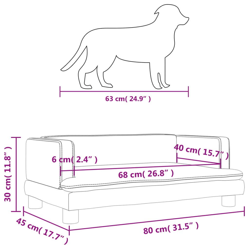 Hondenmand 80x45x30 cm fluweel roze