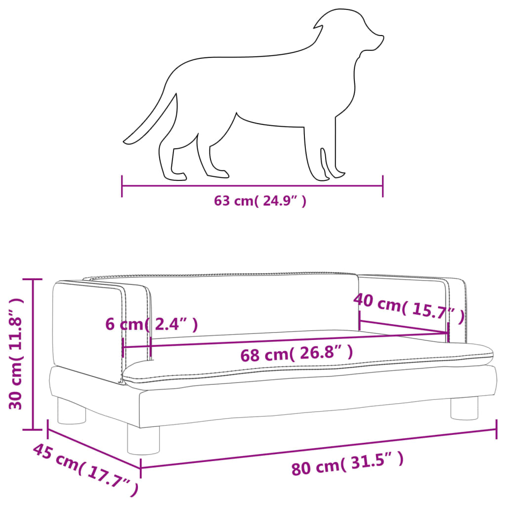 Hondenmand 80x45x30 cm fluweel crèmekleurig