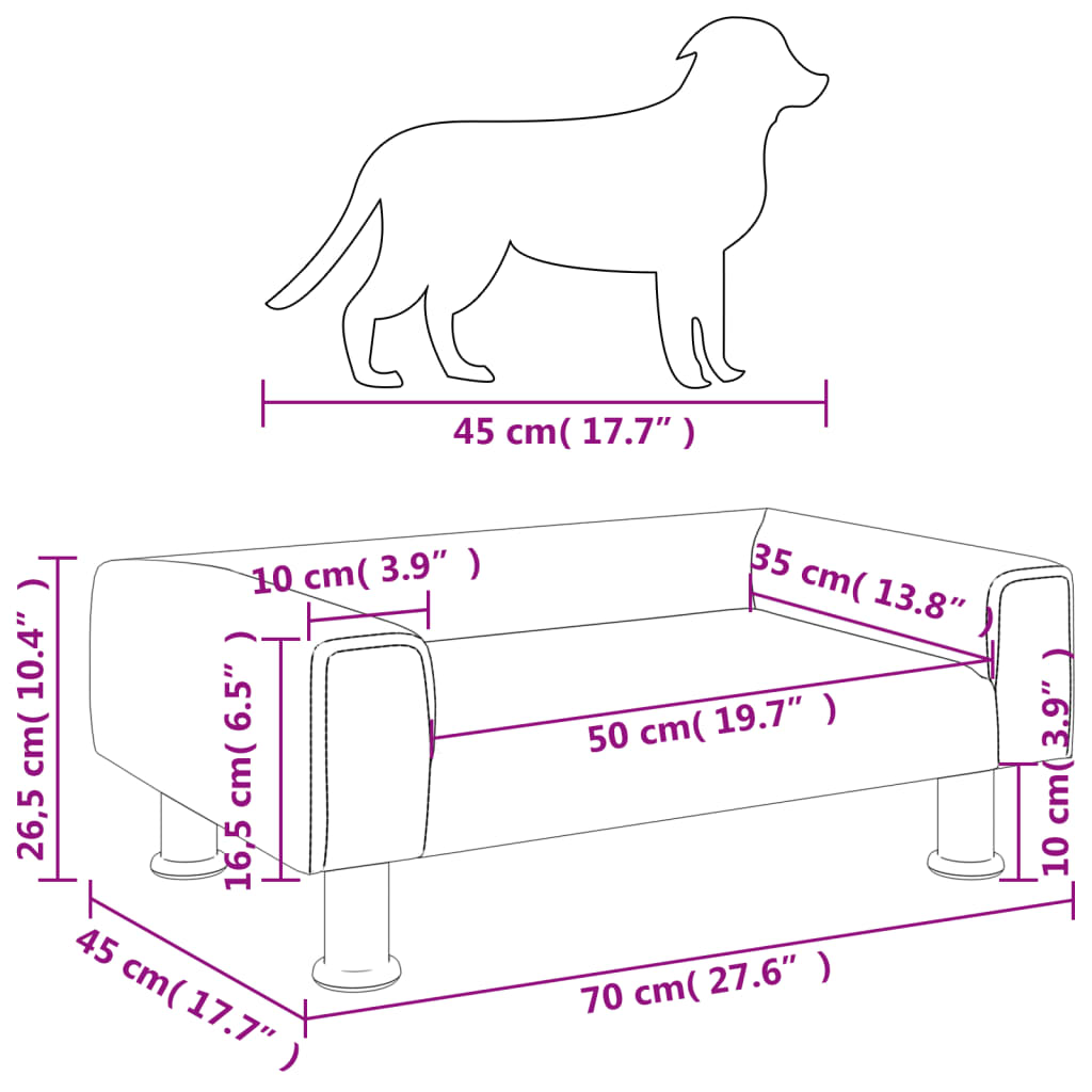 Hondenmand 70x45x26,5 cm fluweel lichtgrijs