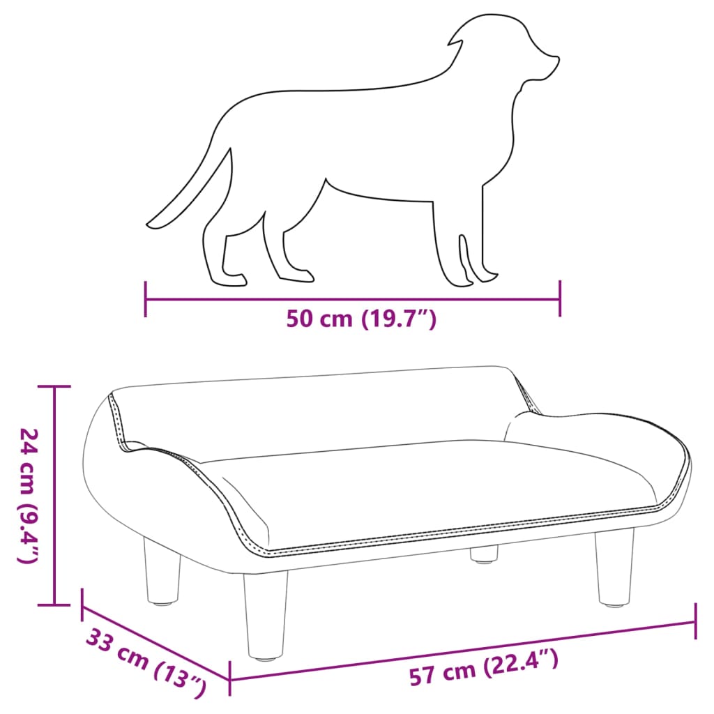 Hondenmand 70x40x24 cm fluweel crèmekleurig