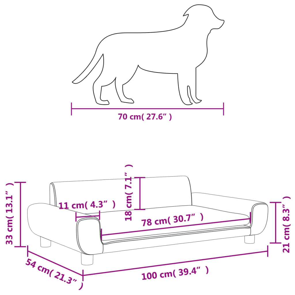 Hondenmand 100x54x33 cm fluweel bruin