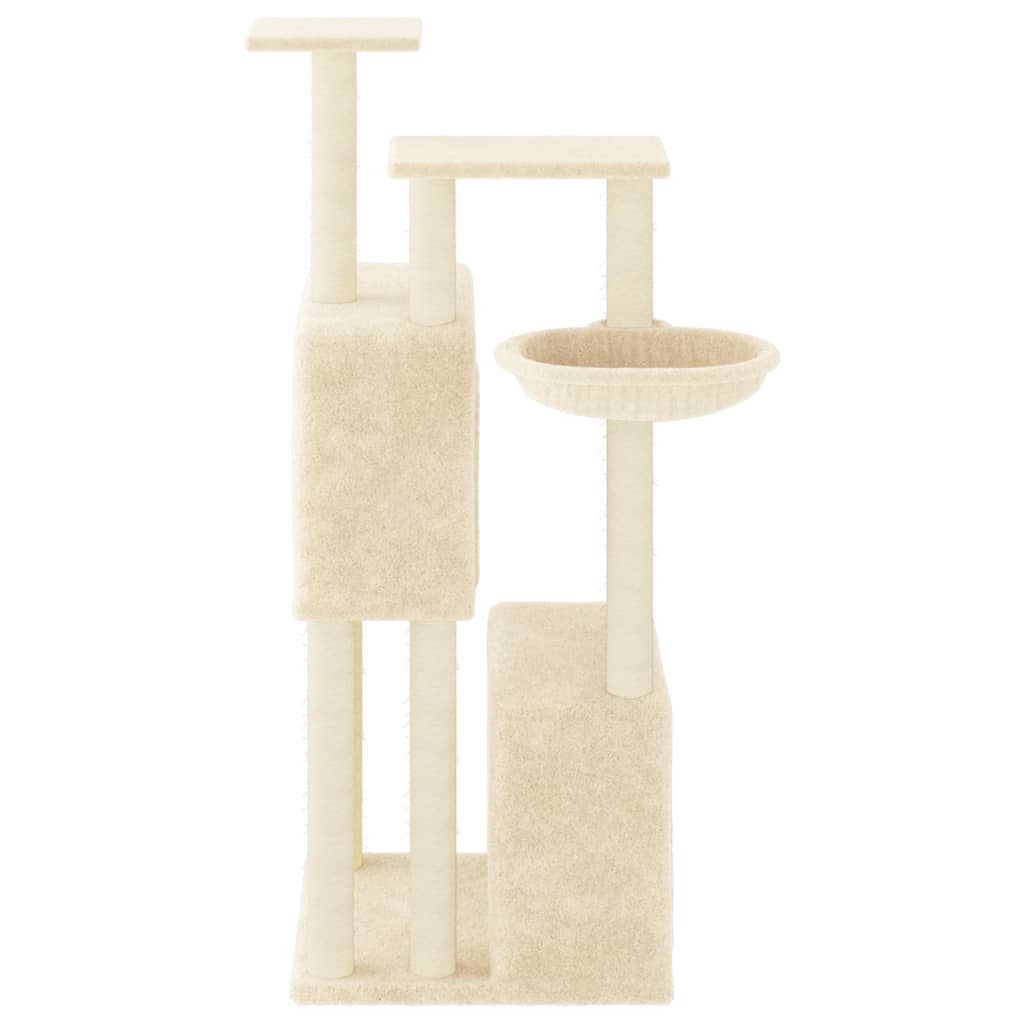 Kattenmeubel met sisal krabpalen 122 cm crèmekleurig