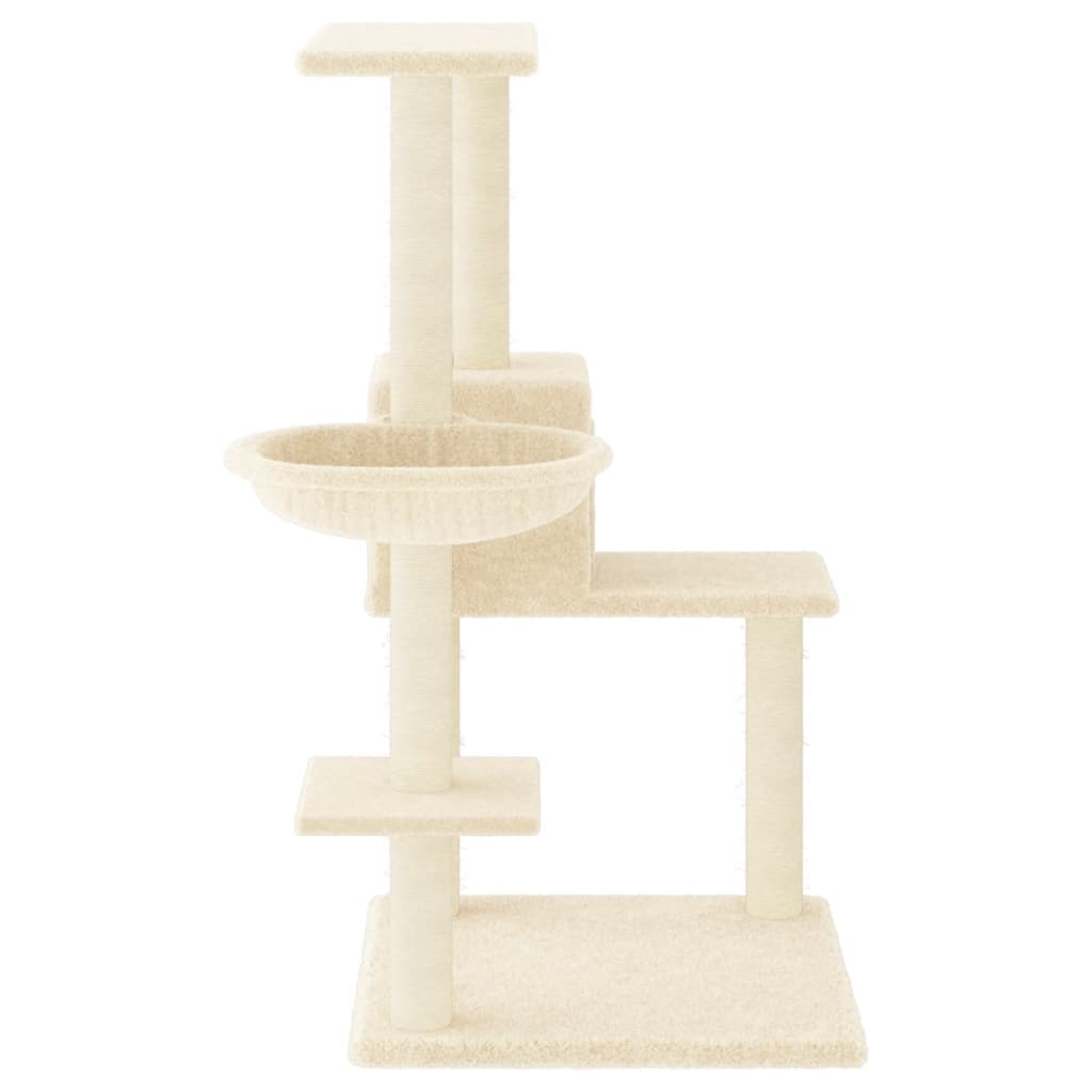 Kattenmeubel met sisal krabpalen 95 cm crèmekleurig