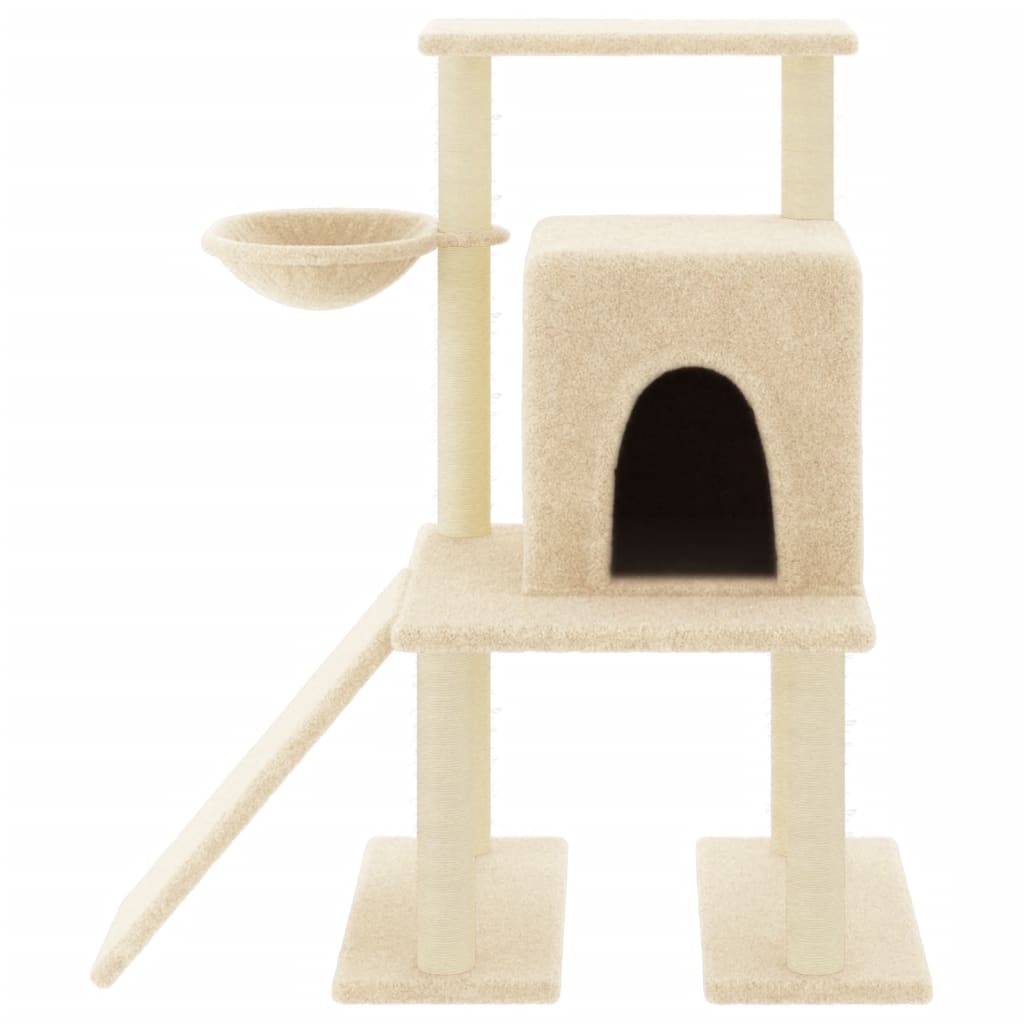 Kattenmeubel met sisal krabpalen 96,5 cm crèmekleurig