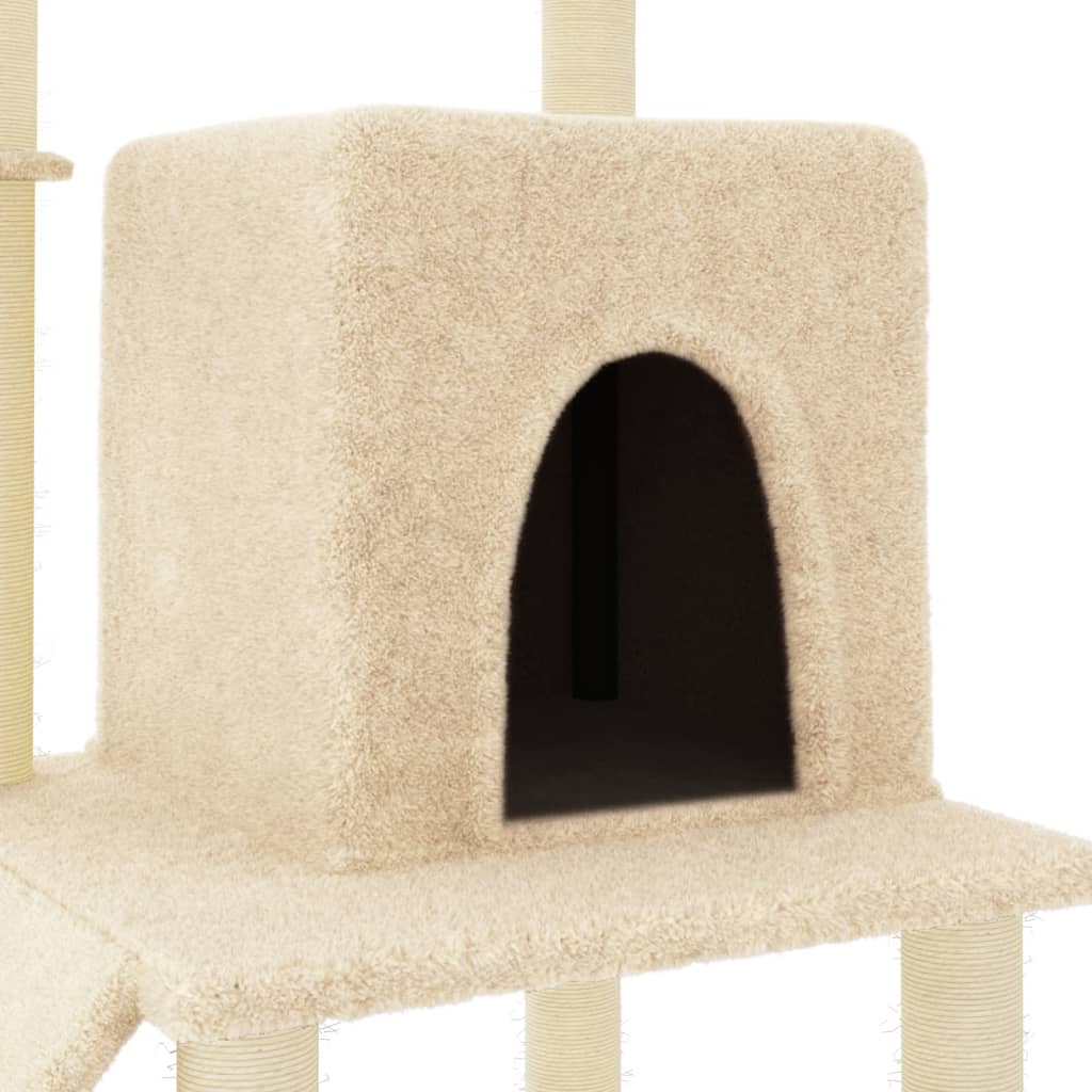 Kattenmeubel met sisal krabpalen 96,5 cm crèmekleurig