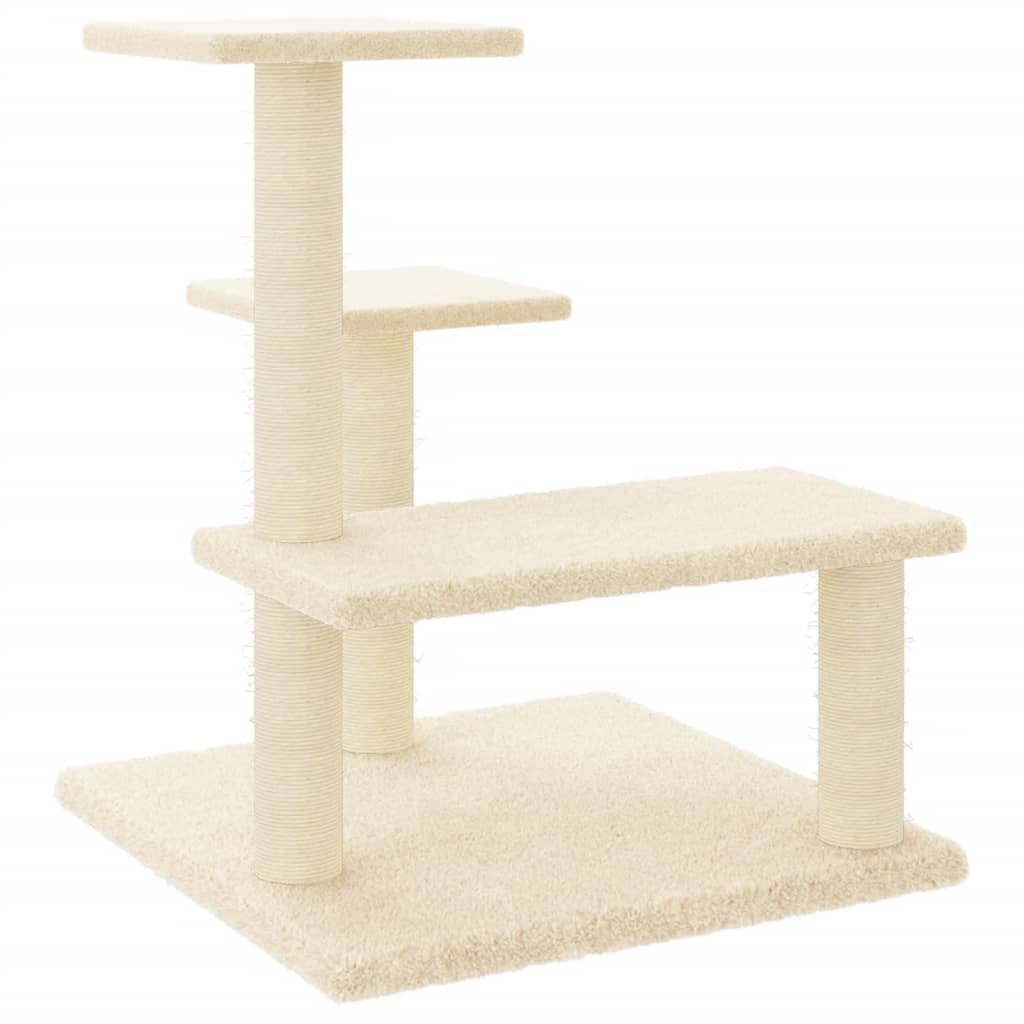 Kattenmeubel met sisal krabpalen 61 cm crèmekleurig