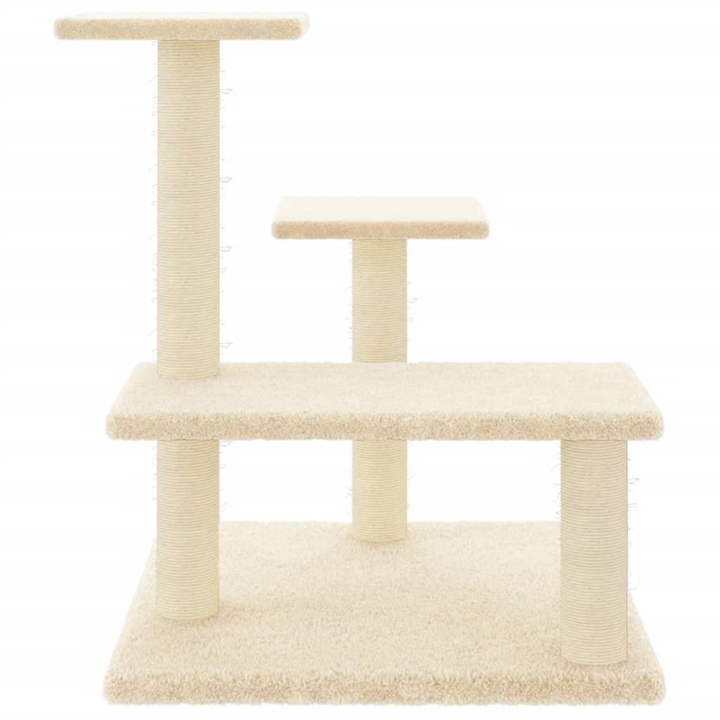 Kattenmeubel met sisal krabpalen 61 cm crèmekleurig