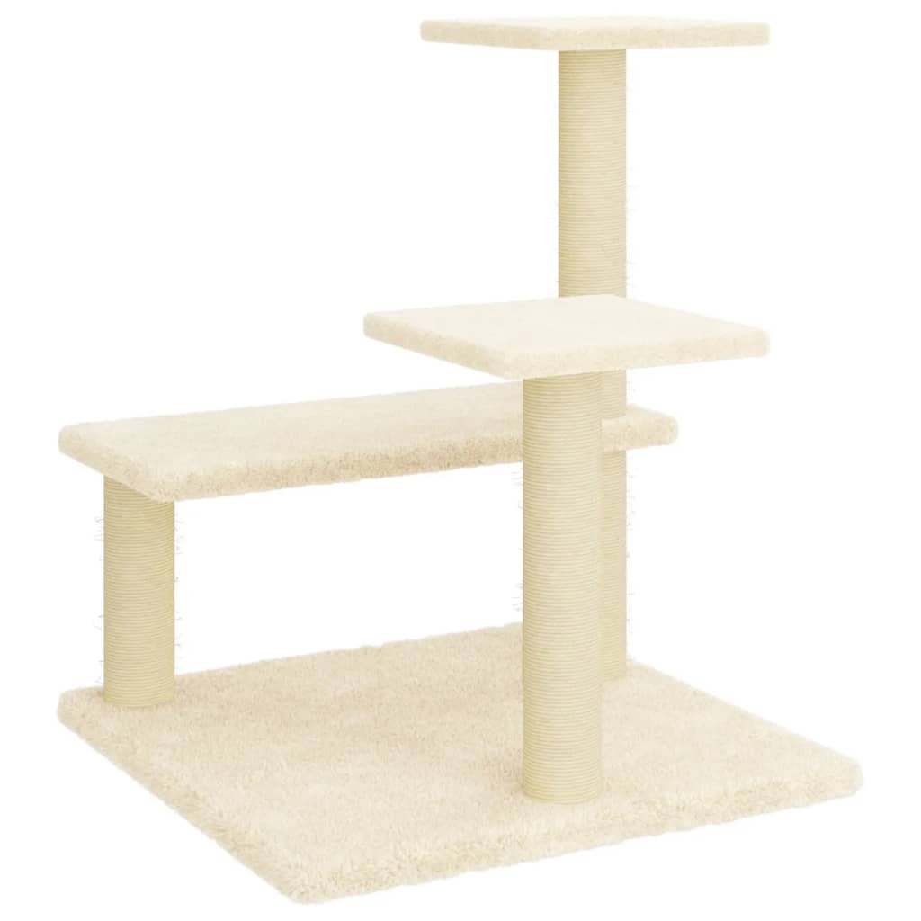 Kattenmeubel met sisal krabpalen 61 cm crèmekleurig