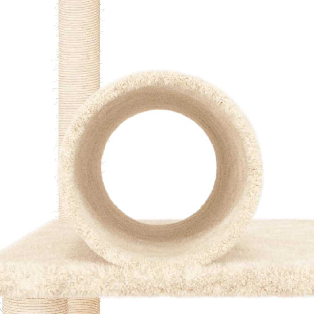 Kattenmeubel met sisal krabpalen 136 cm crèmekleurig