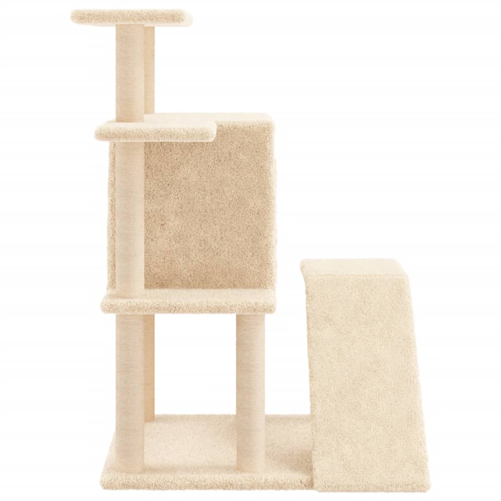 Kattenmeubel met sisal krabpalen 97 cm crèmekleurig