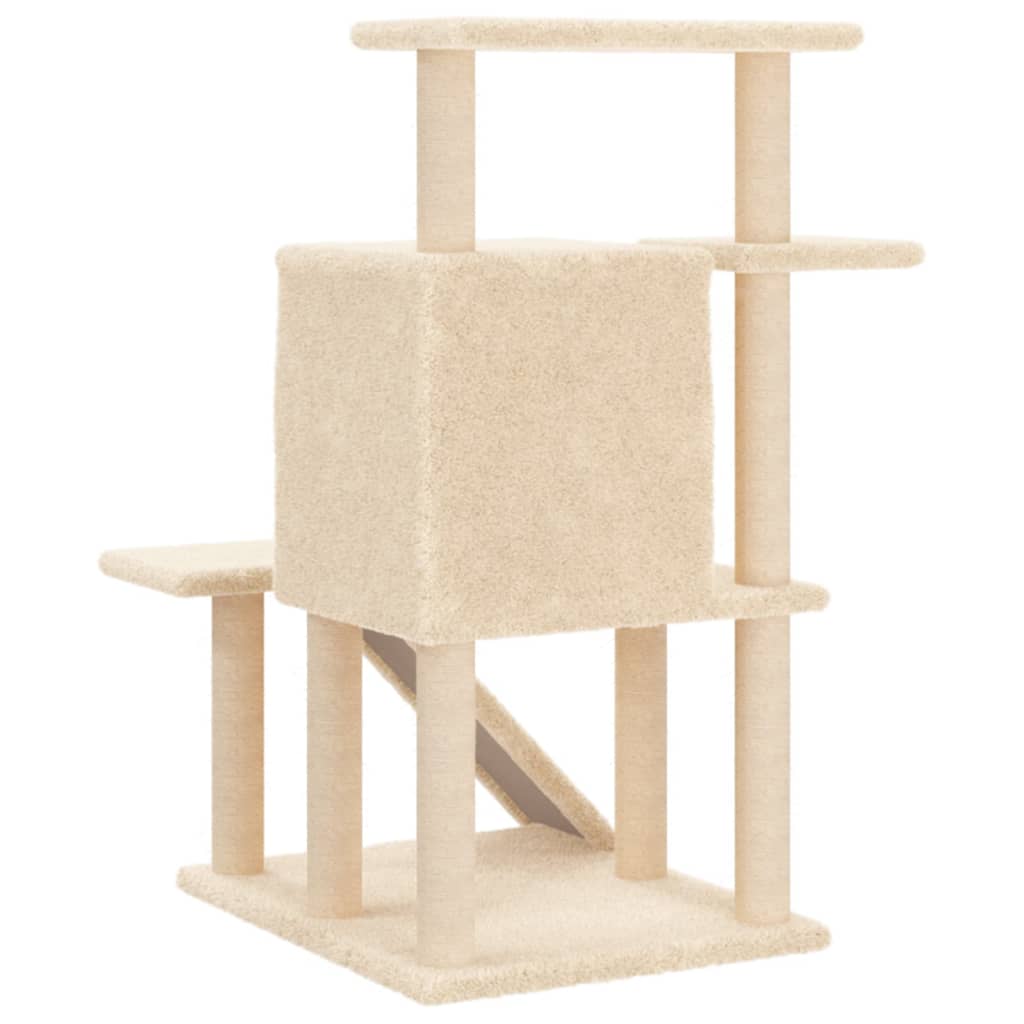 Kattenmeubel met sisal krabpalen 97 cm crèmekleurig