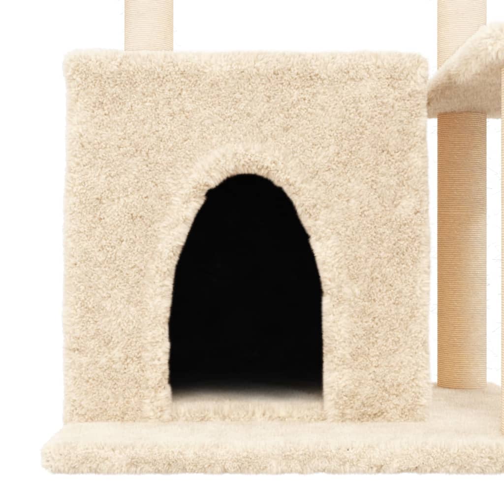 Kattenmeubel met sisal krabpalen 83 cm crèmekleurig