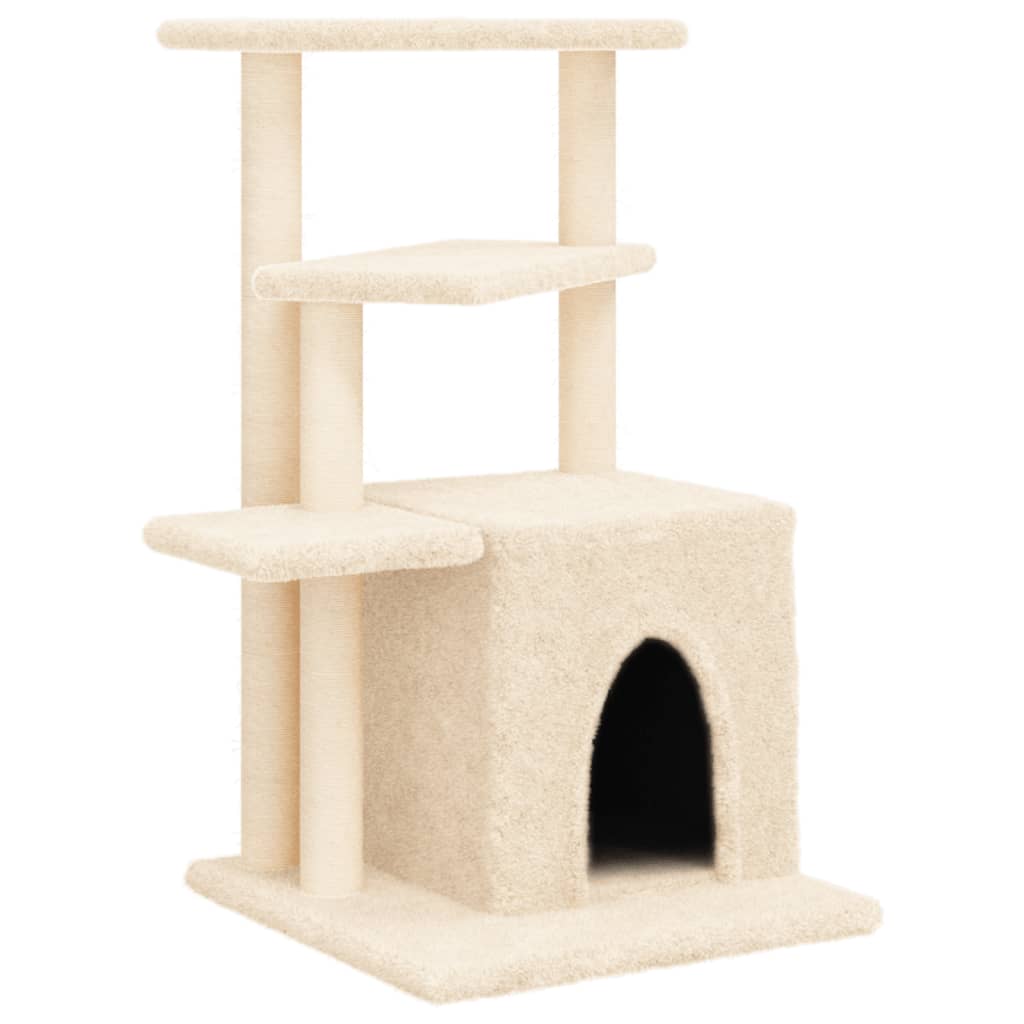 Kattenmeubel met sisal krabpalen 83,5 cm crèmekleurig