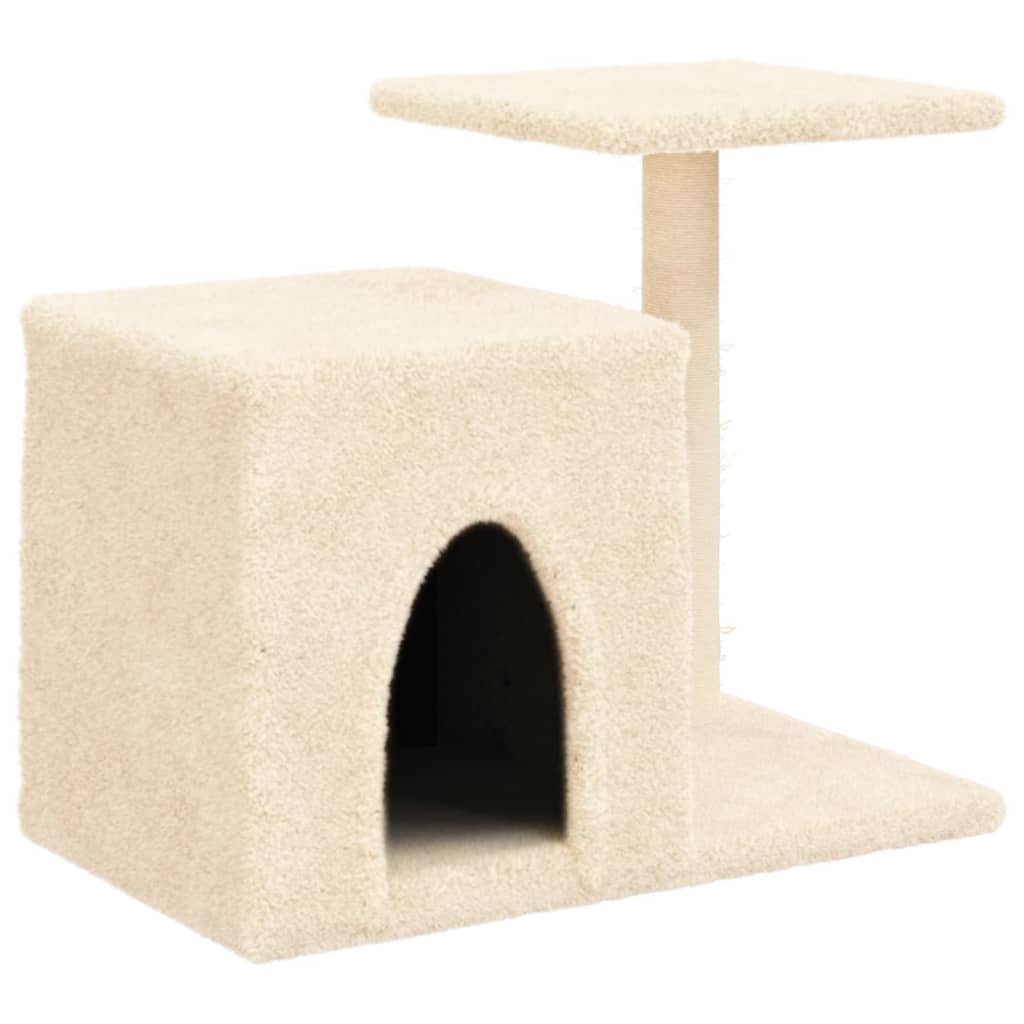 Kattenmeubel met sisal krabpalen 50,5 cm crèmekleurig