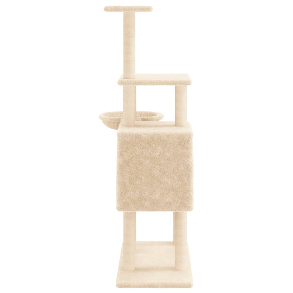 Kattenmeubel met sisal krabpalen 131 cm crèmekleurig