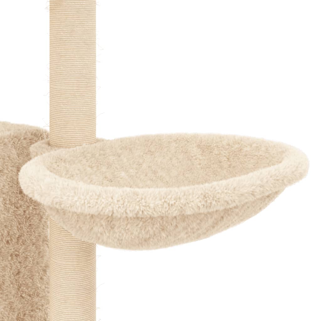 Kattenmeubel met sisal krabpalen 131 cm crèmekleurig