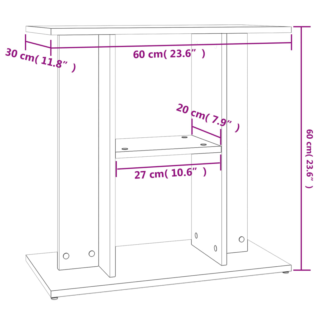 Aquariumstandaard 60x30x60 cm bewerkt hout zwart