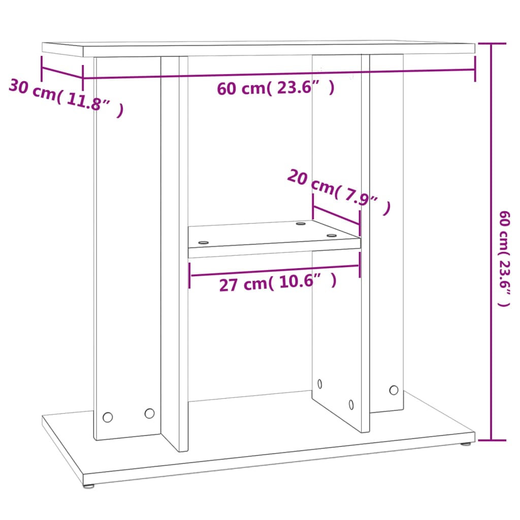 Aquariumstandaard 60x30x60 cm bewerkt hout hoogglans wit